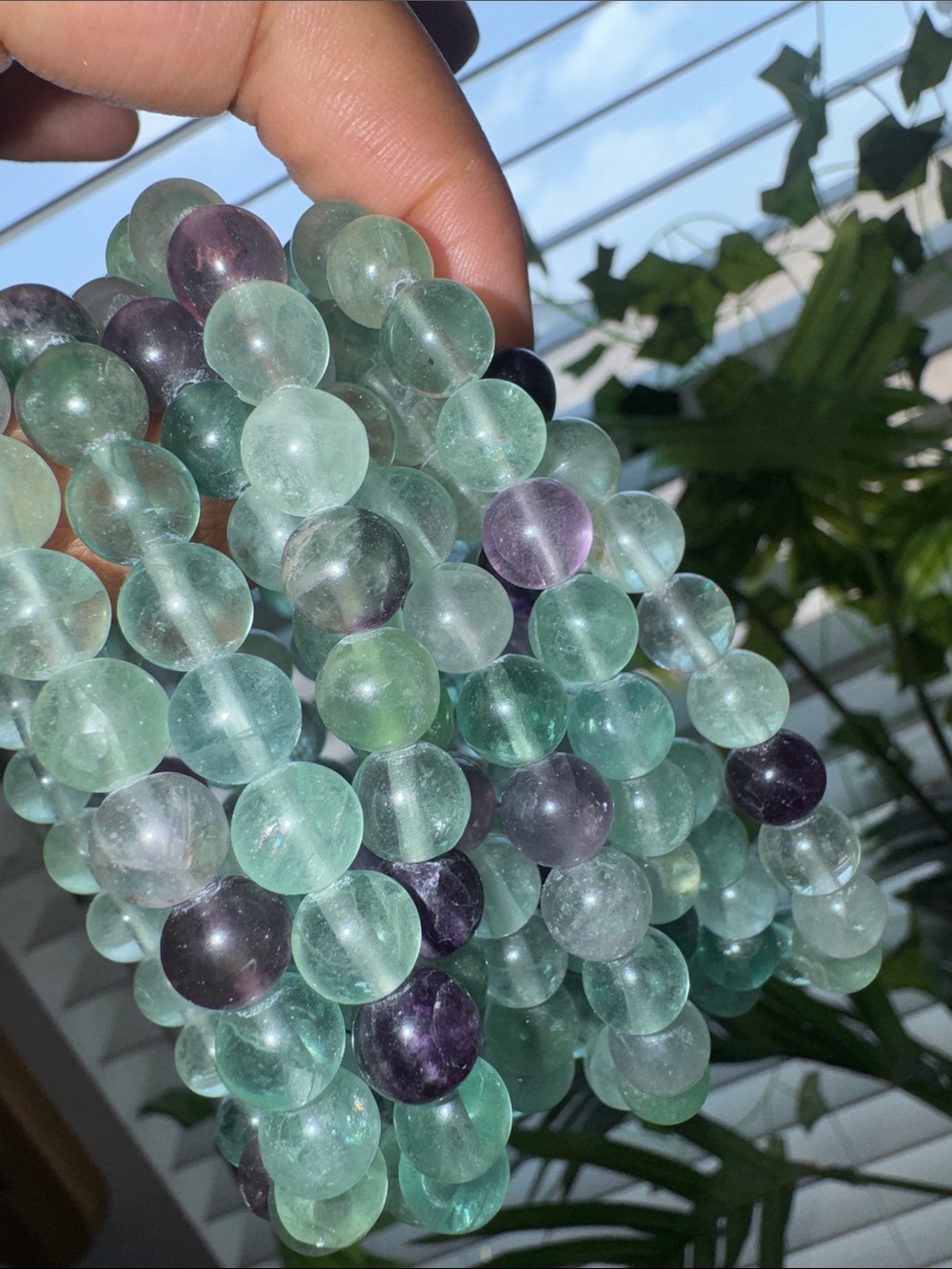 Rainbow Fluorite Beaded Bracelet -8 mm